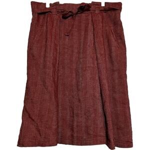 Cotelac Paperbag Skirt Linen Wool Tie Waist Pleated Back Zip Front Pockets XL 37